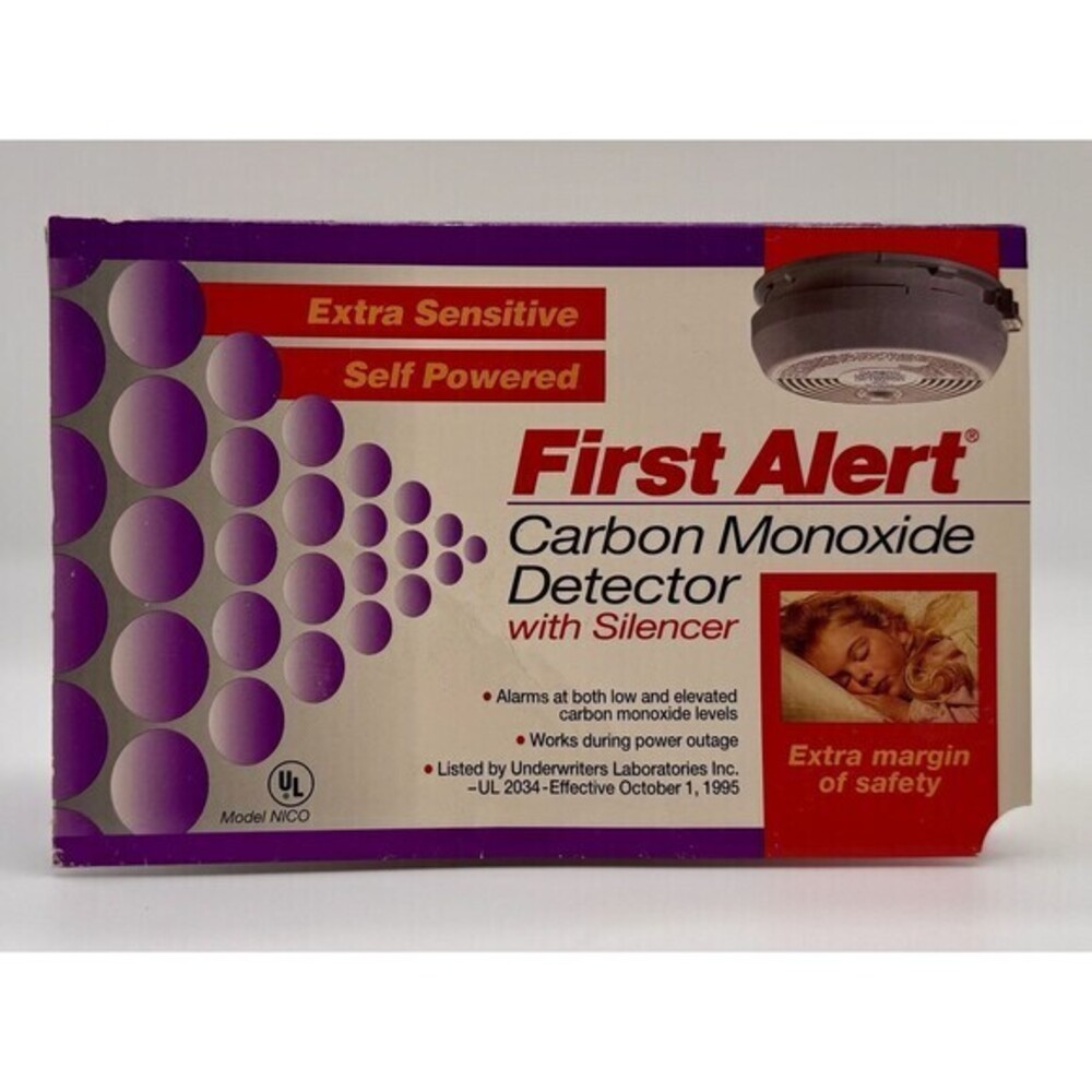 First Alert Carbon Monoxide Detector Self Powered Extra Sensitive With Silencer